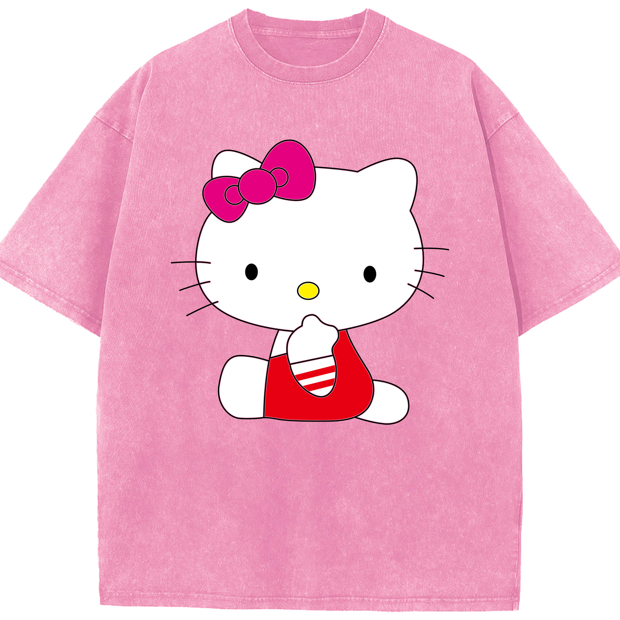 （画像用） Hello Kitty ハローキティ 綿100% ヴィンテージ風 半袖Tシャツ（フロントプリント）